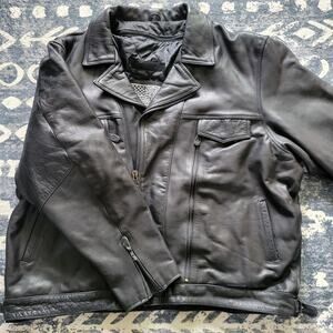 USA Bikers Dream Leather Motorcycle Jacket Mens 3XL Tag 62 Heavy Duty Ventilated